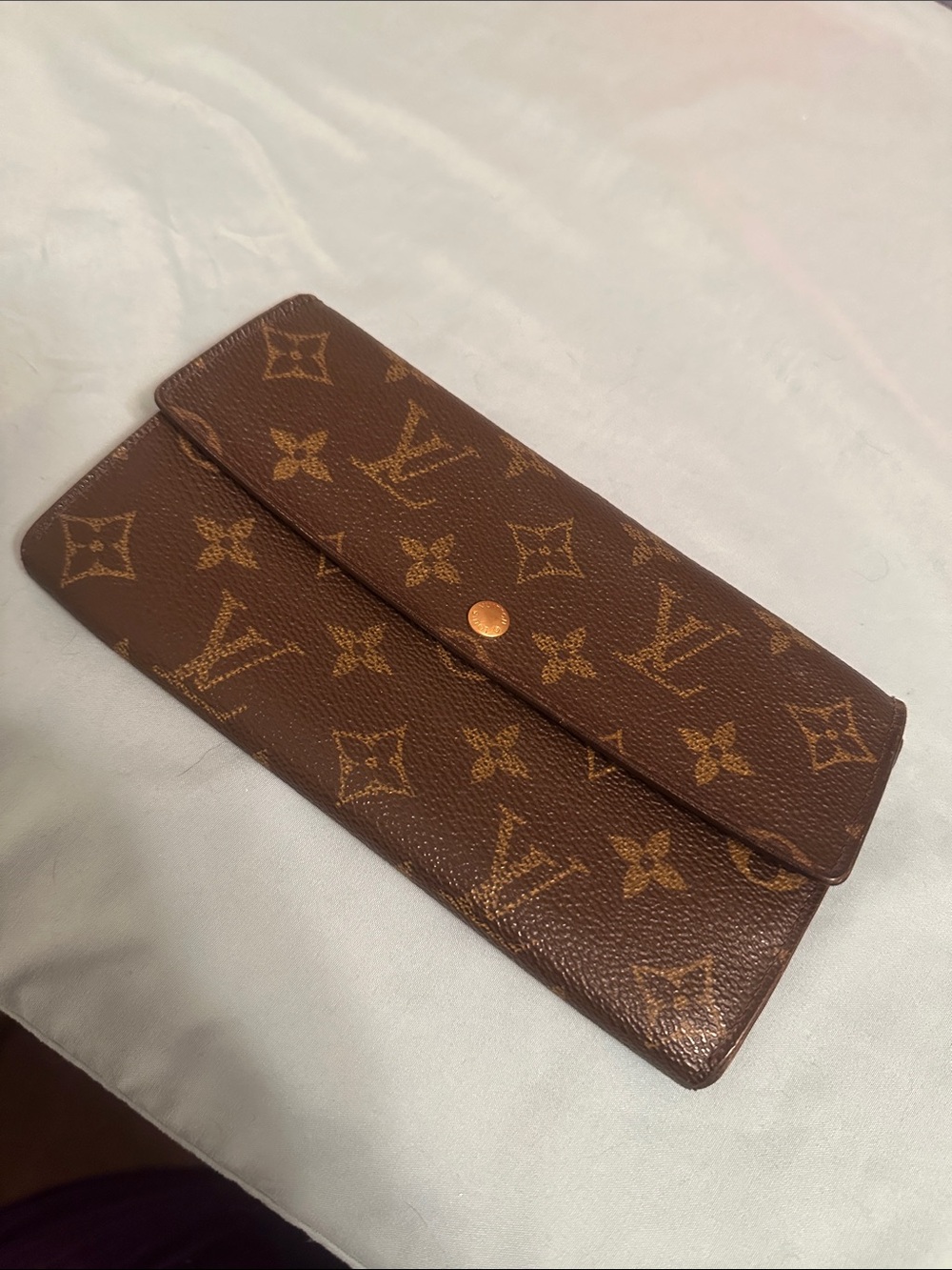 Louis Vuitton Monogram Canvas Long Wallet in Brown and Gold
